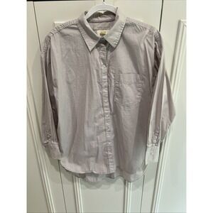 Maeve Anthropologie Dove Gray Oversized Button Down Shirt Small Neutral Capsule
